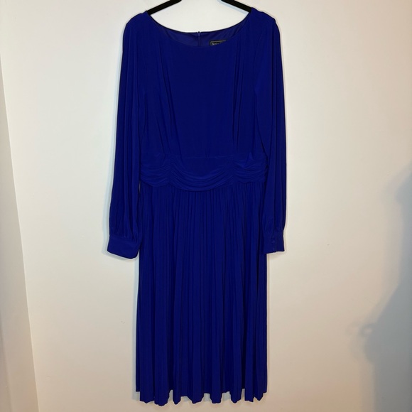 Jessica Howard Dresses & Skirts - Jessica Howard Modest Elegant Dark Royal Blue Long Sleeve Pleated Dress Size 16
